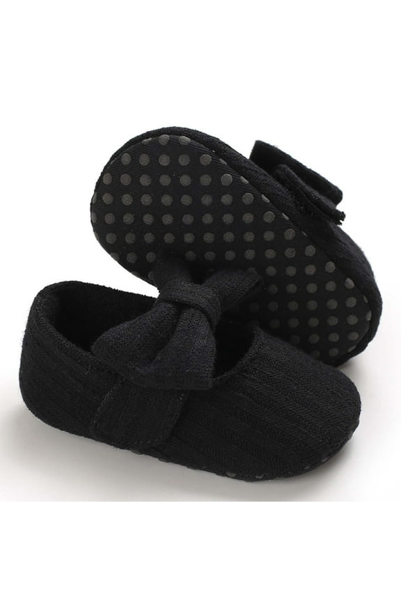 Luxalzxs Newborn Infant Boys Girls Ballet Crib Shoe Bow Cartoon Socks Soft Sole Cotton First Walking Shoes House Indoor Slippers