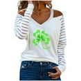 thumbnail image 1 of Luxalzxs Off Shoulder Tops for Women Fashion V-Neck Long Sleeve T-Shirt Happy St. Patrick's Day Print Cold Shoulder Loose Blouse Tops, 1 of 5