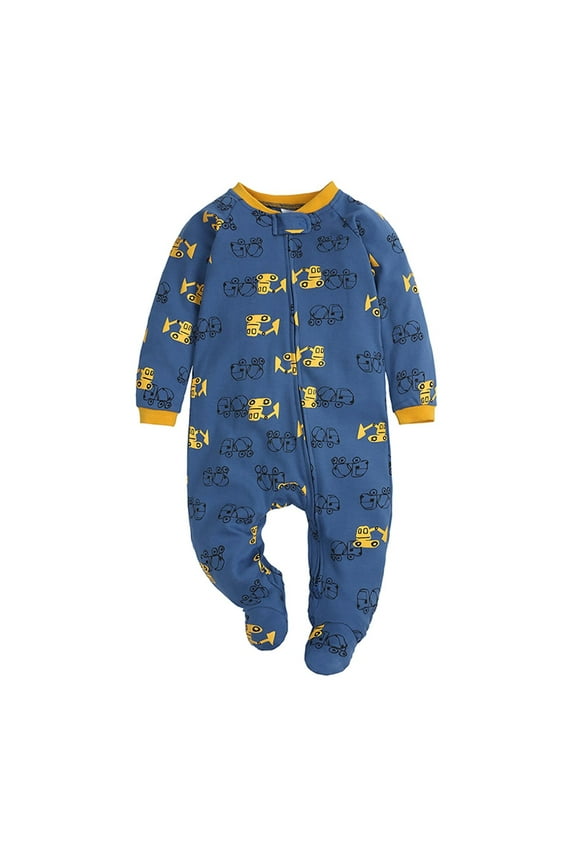 Luxalzxs Onesies for Baby Kids Boy Girl Double Zipper Footie Romper Jumpsuit Sleeping Pajamas Cotton One-piece Newborn Overalls 0-18 Months