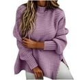 thumbnail image 1 of Luxalzxs Oversized Sweaters for Women Fall Fashion Side Split Solid Color Long Sleeve Pullover O-Neck Comfort Sweater Tops, 1 of 5