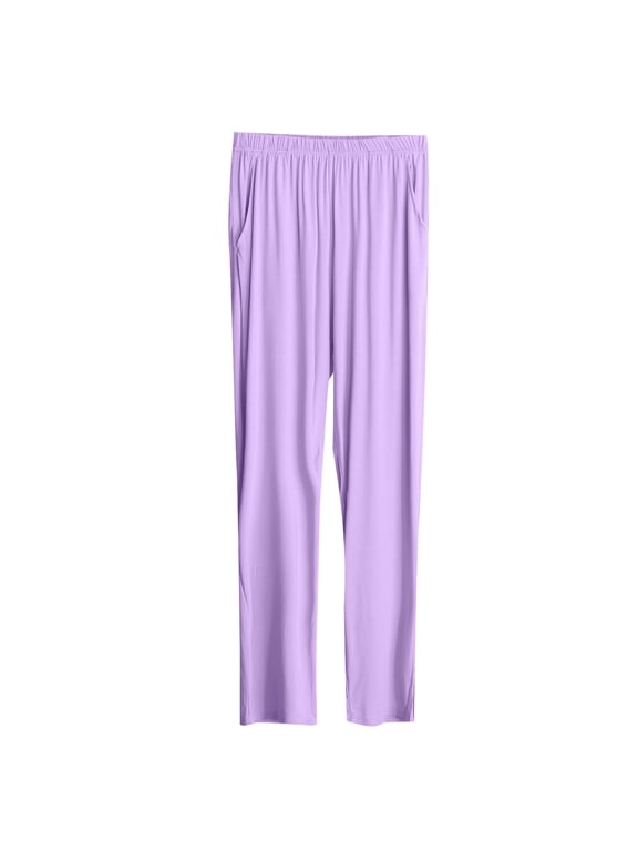 Luxalzxs Pajama Pants Women Solid Color Thin Casual Stretch Modal Pajamas Bottoms Lounge Pants Loose Soft Cozy Home Trousers Loungewear