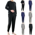 thumbnail image 1 of Luxalzxs Pajama Sets for Men 2 Piece Long Sleeve Shirts and Pants Set Lightweight Soft Cotton Sleepwear Nightwear Loungewear Pjs Lounge Set with Pockets, 1 of 8