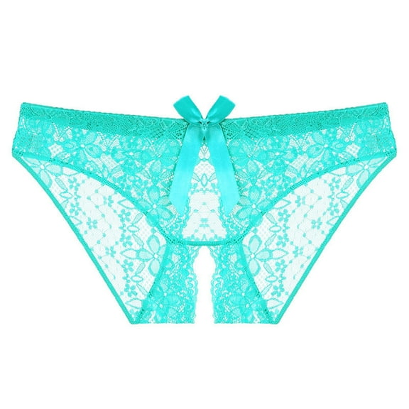 Luxalzxs Panties for Women Sexy Cheeky Floral Lace Crotchless G-String Hollow Out Low Rise Underwear Scallop Trim Cutout Lingeries Briefs