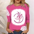 thumbnail image 1 of Luxalzxs Pink Breast Cancer Shirts for Women Fashion Ribbon Printed Cancer Fight Tee Tops Plus Size 3/4 Sleeve Round Neck Casual Tops Blouse, 1 of 4