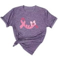 thumbnail image 1 of Luxalzxs Pink Ribbon Shirts for Women Breast Cancer Awareness T Shirts Ribbon Butterfly Graphic Print Tee Inspirational Breast Cancer Tops, 1 of 5