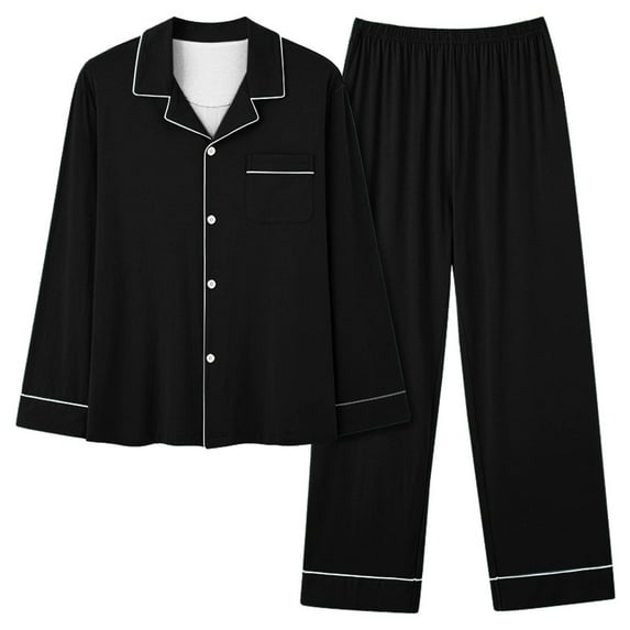 Luxalzxs Pjs Sets for Women 2 Piece Solid Color Plus Size Button Down Long Sleeve Pajama Sets Sleepwear Loungewear Nightwear