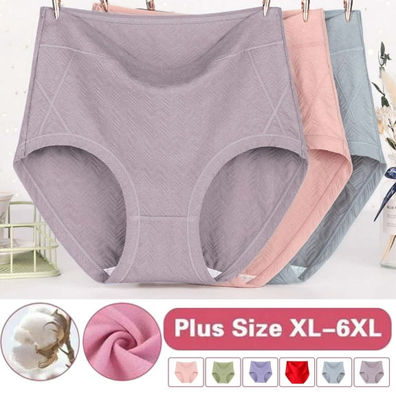 Luxalzxs Plus Size Brief for Women Tummy Control Full Coverage High Waist Briefs Cotton Soft Seamless Panties Stretch Comfy Leak Proof Underwear Panty Underpants
