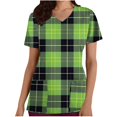 thumbnail image 1 of Luxalzxs Plus Size Scrubs for Women St Patricks Day Irish Clover Shamrock Print Medical Scrub Tops with Pocket Summer Short Sleeve V-Neck Holiday Nursing Uniform Workwear, 1 of 3