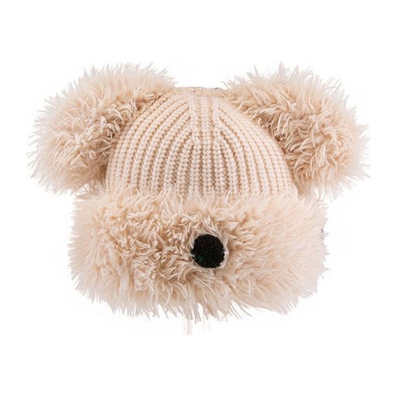 Luxalzxs Plush Dog Ears Beanie Hat for Women Cute Faux Fur Animal Hat Winter Cap Warm Skull Cap Outdoor Ski Slouchy Hat