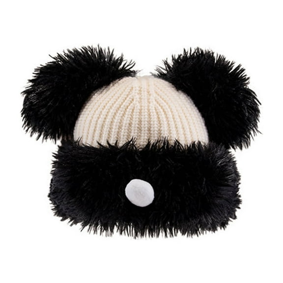 Luxalzxs Plush Dog Ears Beanie Hat for Women Cute Faux Fur Animal Hat Winter Cap Warm Skull Cap Outdoor Ski Slouchy Hat