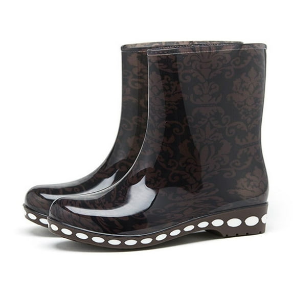 Luxalzxs Rain Boots Women Waterproof Rainboots Mid Tube Low Heel Comfortable Rubber Shoes Outdoor Anti Slip Water Shoes Rain Shoes Slip On Garden Boot Insulated Lightweight Wellies