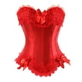 thumbnail image 1 of Luxalzxs Satin Corset Tops for Women Lace Up Boned Overbust Corset Bustier Waist Cincher Lingerie Bodyshaper Top, 1 of 4