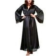thumbnail image 1 of Luxalzxs Satin Kimono Long Robe Bridesmaid Wedding Bath Robe with Lace Trim, 1 of 3