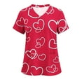 thumbnail image 1 of Luxalzxs Scrub Tops Women Valentine's Day Love Printed Short Sleeve V Neck T-Shirts Stretchy Nursing Working Uniform Tops with Pockets, 1 of 3
