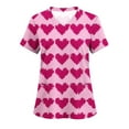 thumbnail image 1 of Luxalzxs Scrub Tops Women Valentine's Day Love Printed Short Sleeve V Neck T-Shirts Stretchy Nursing Working Uniform Tops with Pockets, 1 of 3