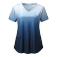 thumbnail image 1 of Luxalzxs Scrub Tops for Women V-Neck Gradient Color Print Nurse Working Uniform Summer Short Sleeve Medical Tunic Blouse Tops with Pocket, 1 of 4