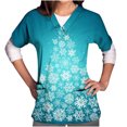 thumbnail image 1 of Luxalzxs Scrubs for Women, Women's Happy New Year Christmas Tree Print Nursing Uniform Short Sleeve V-Neck Holiday T-Shirts Workwear Tops with Pockets, 1 of 5