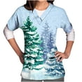 thumbnail image 1 of Luxalzxs Scrubs for Women, Women's Happy New Year Christmas Tree Print Nursing Uniform Short Sleeve V-Neck Holiday T-Shirts Workwear Tops with Pockets, 1 of 5