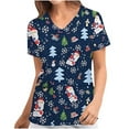 thumbnail image 1 of Luxalzxs Scrubs for Women Comfortable Lightweight Durable Soft Stretch Christmas Printed V-Neck Medical Scrub Tops Nurse Working Uniform, 1 of 5