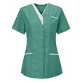 thumbnail image 1 of Luxalzxs Scrubs for Women Nurses Tunic Uniform Clinic Carer Short Sleeve V-Neck Protective Clothing Tops with Pockets, 1 of 2