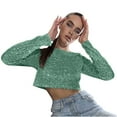thumbnail image 1 of Luxalzxs Sequin Tops for Women Sparkly Glitter Evening Party Shiny Long Sleeve Blouses Clubwear Y2K Tops, 1 of 5