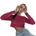 thumbnail image 1 of Luxalzxs Sequin Tops for Women Sparkly Glitter Evening Party Shiny Long Sleeve Blouses Clubwear Y2K Tops, 1 of 5