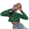thumbnail image 1 of Luxalzxs Sequin Tops for Women Sparkly Glitter Evening Party Shiny Long Sleeve Blouses Clubwear Y2K Tops, 1 of 5