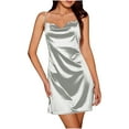 thumbnail image 1 of Luxalzxs Sexy Satin Dress for Women Solid Color Drape Cowl Neck Sleevless Silky Adjustable Spaghetti Strap Camisole Slip Dress Elegant Cocktail Party Midi Dress Clubwear, 1 of 5