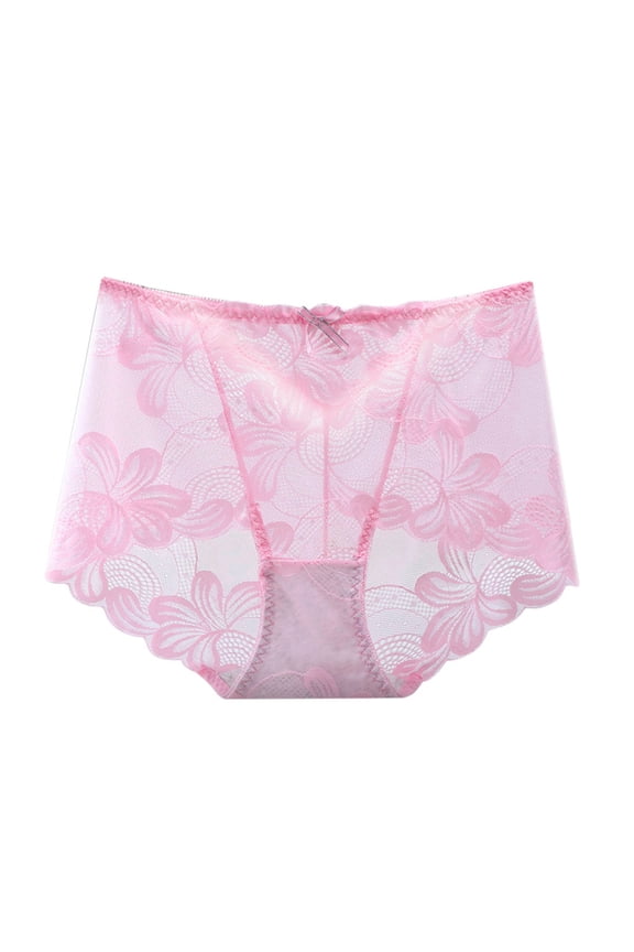 Luxalzxs Sexy Underwear for Women Silky Seamless No Show Panties Ladies Lace See-Through Lightweight Cheeky Hipster Brief