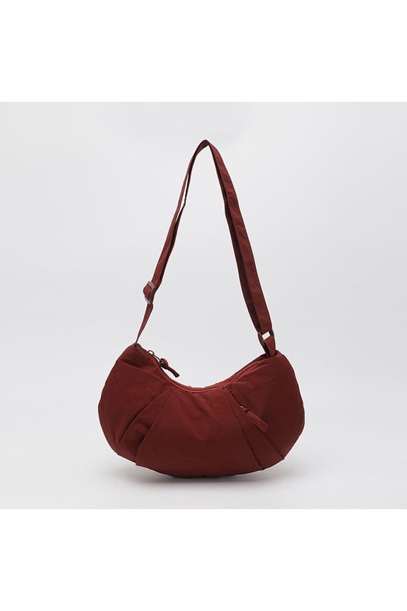 Luxalzxs Small Nylon Crescent Crossbody Purses Bag for Women Travel Roomy Hobo Sling Bag Shoulder Bag with Adjustable Strap, Moon Bag Slouchy Dumpling Bag
