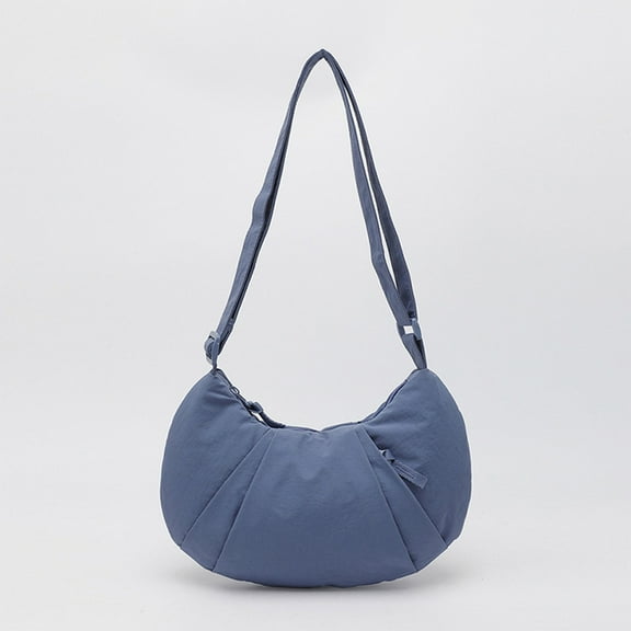 Luxalzxs Small Nylon Crescent Crossbody Purses Bag for Women Travel Roomy Hobo Sling Bag Shoulder Bag with Adjustable Strap, Moon Bag Slouchy Dumpling Bag