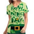 thumbnail image 1 of Luxalzxs St Patricks Day Scrub Tops Women Stretchy Short Sleeve V-Neck Nursing Uniform Workwear Clover Graphic Green Scrubs with Pockets, 1 of 4