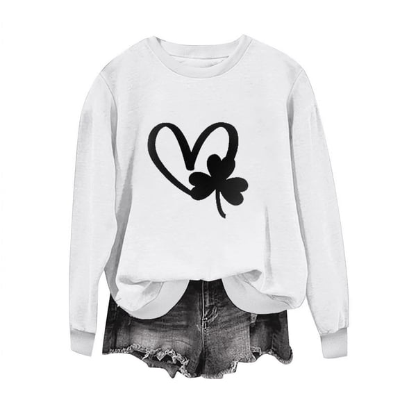 Luxalzxs St Patricks Day Shirts for Women Casual Long Sleeve Round Neck Letter Printed Shirt Tops Blouses Sweatshirts