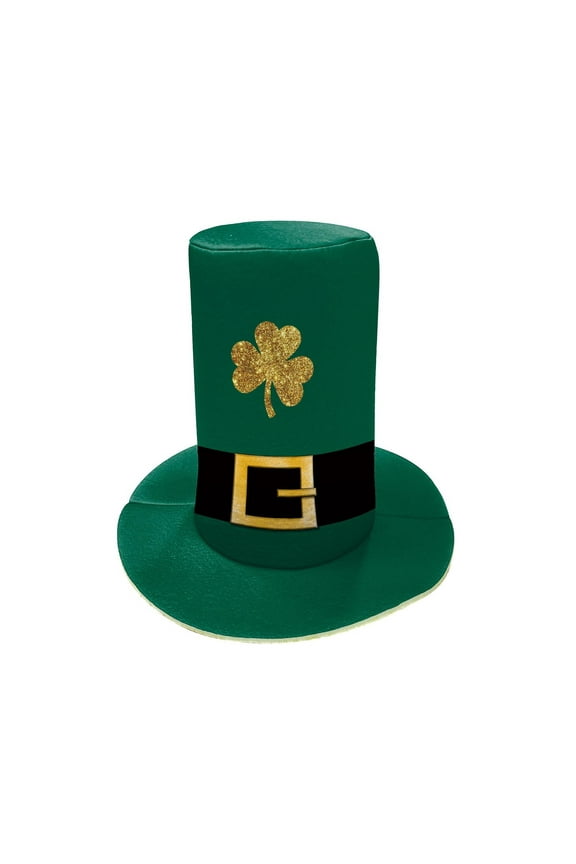 Luxalzxs St Patricks Day Top Hat, Irish Shamrock Green Velvet Hat, Green Parade Leprechaun Hat for Men Women Adult Kids, St. Patricks Day Party Costume Accessories