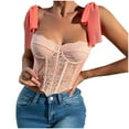 thumbnail image 1 of Luxalzxs Steel Boned Corset Tops for Women Going Out Y2K Lace Bralette Camisole Lace Up Adjustable Strap Crop Top, 1 of 5