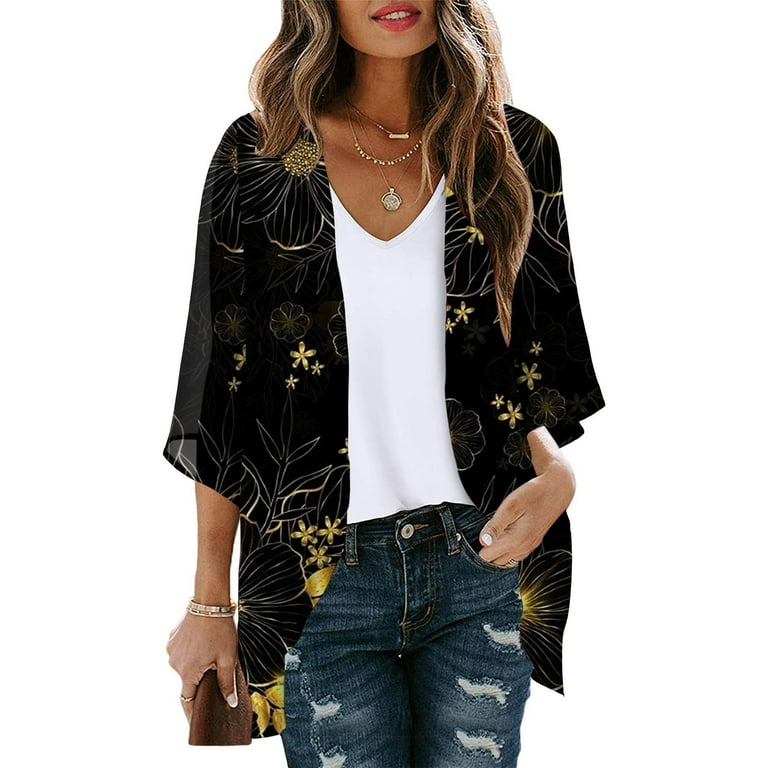 Luxalzxs Summer Cardigans for Women Lightweight 3/4 Sleeve Cute