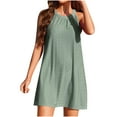 thumbnail image 1 of Luxalzxs Summer Dresses for Women 2024 Fashion Casual Sleeveless Solid Color Hollow Out Eyelet Halter Dress Sundress, 1 of 5