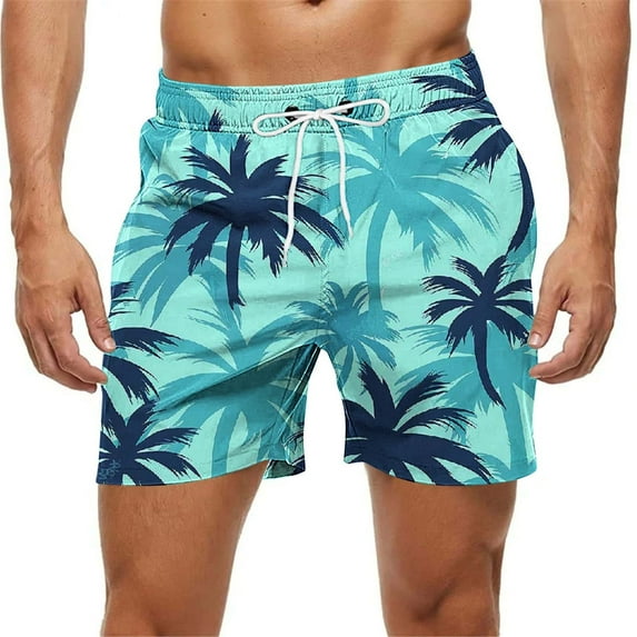 Luxalzxs Summer Hawaiian Swimming Trunks for Men Swim Trunks Lightweight Elastic Waist Drawstring Pockets Beach Shorts Surfing Board Shorts Bathing Suit Quick Dry Swimwear