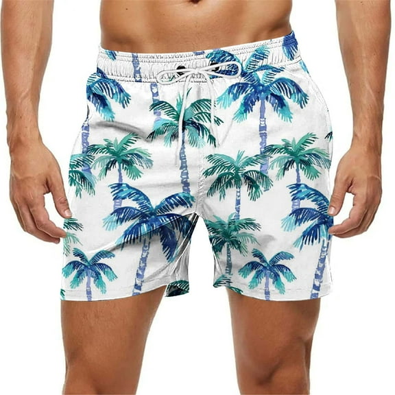Luxalzxs Summer Hawaiian Swimming Trunks for Men Swim Trunks Lightweight Elastic Waist Drawstring Pockets Beach Shorts Surfing Board Shorts Bathing Suit Quick Dry Swimwear