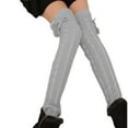 thumbnail image 1 of Luxalzxs Thigh High Socks for Women Winter Cable Knit Over Knee Boot Socks Extra Long Leg Warmers with Pompom, 1 of 4