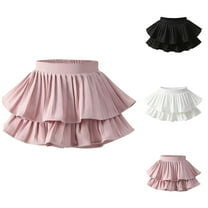 Luxalzxs Toddler Baby Girls Summer Skorts Cute High Waist Ruffle Pleated Cake Skirt Solid Color Layered A Line Flared Mini Skirt, 0-15 Years