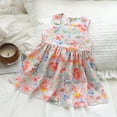 thumbnail image 1 of Luxalzxs Toddler Girls Casual Dress Summer Sleeveless Crew Neck Sundress Cotton Colorful Floral Print Smocked Dress Little Girl Beach Party Dress, 1 of 5