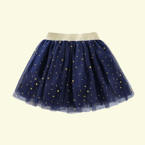 Luxalzxs Toddlers Girls Sparkle Tulle Tutu Skirt with Sequins Stars Moon Sun, Layer Tulle Ballet Dress Birthday Party Dance Princess Skirts