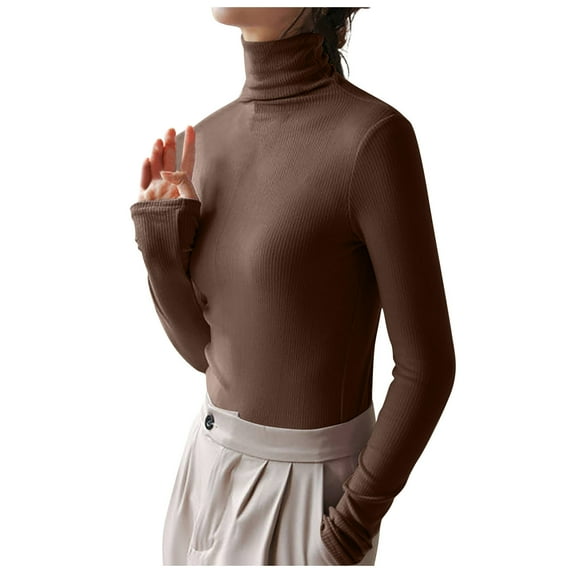 Luxalzxs Turtle Necks Tops for Women Ribbed Knit Sweater Tops Winter Slim Fit Long Sleeve Soft Casual Warm Tops