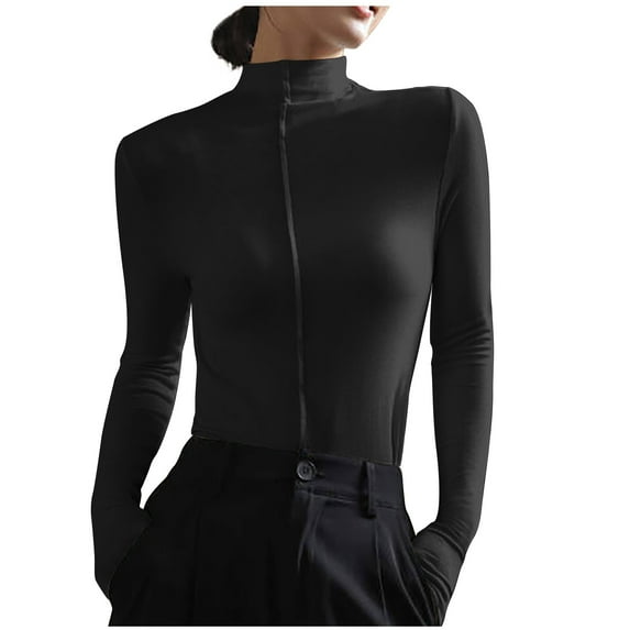 Luxalzxs Turtleneck Tops for Women Autumn Winter Fashion Long Sleeve Basic Layered Slim Soft Thermal Underwear Tops