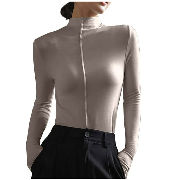 Luxalzxs Turtleneck Tops for Women Autumn Winter Fashion Long Sleeve Basic Layered Slim Soft Thermal Underwear Tops