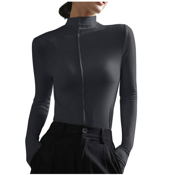 Luxalzxs Turtleneck Tops for Women Autumn Winter Fashion Long Sleeve Basic Layered Slim Soft Thermal Underwear Tops