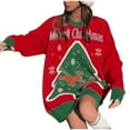 thumbnail image 1 of Luxalzxs Ugly Christmas Sweaters for Women 2023 Winter Casual Fashion Pullover Long Sleeve Round Neck Knitted Sweater Red Sweater New Year's Holiday Sweater, 1 of 5