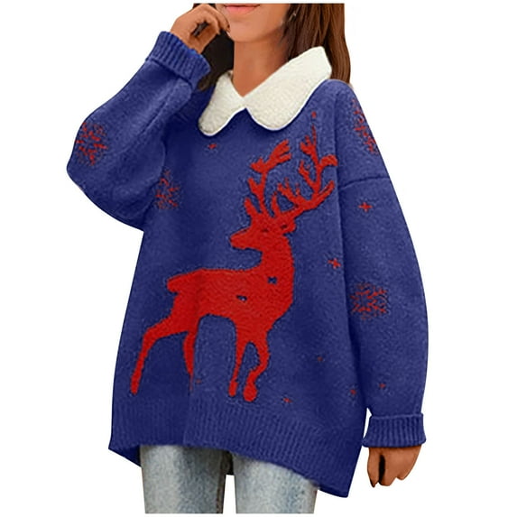 Luxalzxs Ugly Christmas Sweaters for Women 2023 Winter Casual Fashion Pullover Long Sleeve Round Neck Knitted Sweater Red Sweater New Year's Holiday Sweater