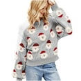thumbnail image 1 of Luxalzxs Ugly Christmas Sweaters for Women 2023 Cute Santa Claus Patterns Knitted Long Sleeve Loose Fit Pullover Sweater, 1 of 5